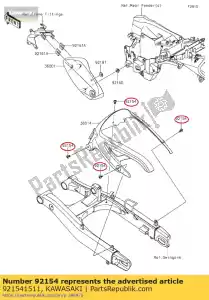 Kawasaki 921541511 parafuso, soquete, 6x14 - Lado inferior