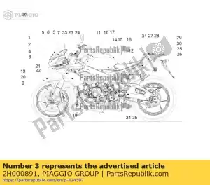 Piaggio Group 2H000891 bande de décalcomanie droite - La partie au fond