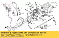 35340GZ9003, Honda, commutateur assy., fr. arrêtez honda nes nhx pes sh 110 125 150 2005 2006 2007 2008 2009, Nouveau