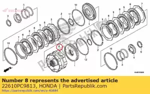 Honda 22610PC9813 guía comp., embrague (2-4) - Lado inferior