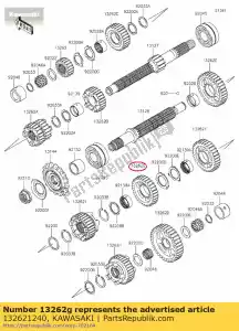 kawasaki 132621240 01 gear,output 4th,31t - Bottom side