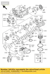 Here you can order the cover-pump,rh from Kawasaki, with part number 161421089: