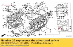 Aqui você pode pedir o parafuso, flange, 8x135 em Honda , com o número da peça 90006MM5640: