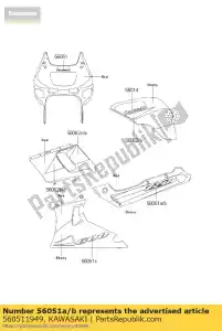 Kawasaki 560511949 mark,side cover,lh,zz - Bottom side