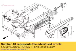 honda 52200MBZD00 conjunto de braço oscilante - Lado inferior