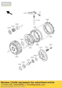 kawasaki 131061104 as-koppeling release zr750-c1 - Onderkant