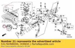 honda 53176HN8000 couverture, r. manipuler - La partie au fond