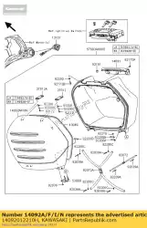 Here you can order the cover,side bag,lh,p. M. Gr from Kawasaki, with part number 14092012210H: