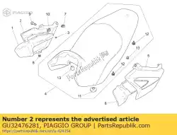 Aquí puede pedir panel lateral derecho. Blanco de Piaggio Group , con el número de pieza GU32476281: