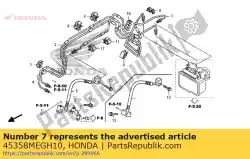 Here you can order the clamper,fr brk bl from Honda, with part number 45358MEGH10: