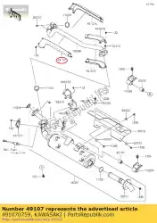 cover-uitlaatpijp, fr, fr kvf75 van Kawasaki, met onderdeel nummer 491070759, bestel je hier online: