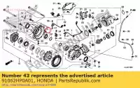 91062HP0A01, Honda, Lager, radiale kogel, 35x60x14 honda  trx 420 500 1000 2005 2006 2007 2008 2009 2010 2011 2012 2013 2017 2018 2019 2020, Nieuw