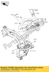 Kawasaki 310090004 case-comp-batterij - Onderkant