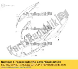 Aqui você pode pedir o fairing. Rh. Em Piaggio Group , com o número da peça 65746700XB: