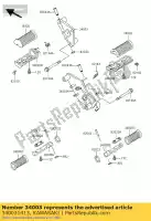 340031413, Kawasaki, houder-stap, fr, lh kawasaki vn classic b  a drifter c e vulcan vn800 800 , Nieuw