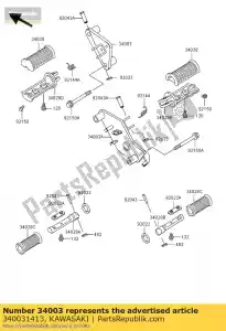 Kawasaki 340031413 houder-stap, fr, lh - Onderkant