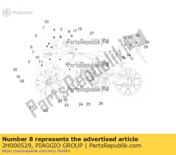 Aprilia 2H000529, Transfercentrum zwart, OEM: Aprilia 2H000529