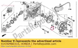 Here you can order the pin, ring gear stopper from Honda, with part number 41436MB0310: