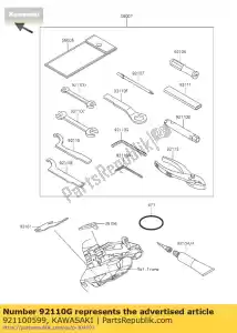 Kawasaki 921100599 llave de herramienta, allen, 6 mm - Lado inferior