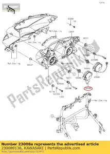 Kawasaki 230080136 socket-assy, ??hi beam - Onderkant