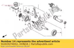 Here you can order the no description available at the moment from Honda, with part number 91003GT4692: