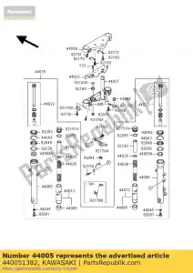 Kawasaki 440051382 tubo-esquerdo garfo externo - Lado inferior