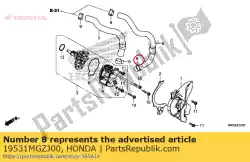 Ici, vous pouvez commander le clip, tuyau d'eau (d27) auprès de Honda , avec le numéro de pièce 19531MGZJ00: