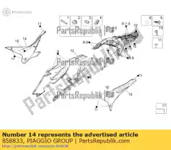 Aqui você pode pedir o painel lateral direito em Piaggio Group , com o número da peça 858833: