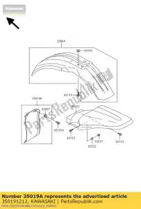 kawasaki 350191212 klep, achterspatbord kx80-l1 - Onderkant