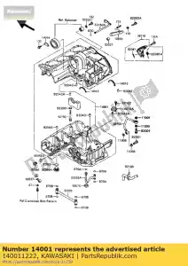 Kawasaki 140011222 conjunto cárter - Lado inferior