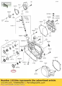 Kawasaki 132341103 eje-comp, bomba de agua - Lado inferior