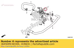 Honda 36450MCWD00 conjunto de válvula, ej. inyección de aire - Lado inferior