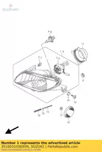 suzuki 3510031G90999 faro anteriore, r - Il fondo