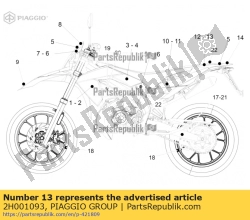 Aprilia 2H001093, Sticker links achter, OEM: Aprilia 2H001093