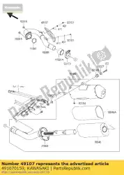 Ici, vous pouvez commander le couvercle-tuyau d'échappement auprès de Kawasaki , avec le numéro de pièce 491070159: