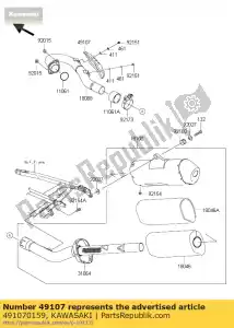 Kawasaki 491070159 couvercle-tuyau d'échappement - La partie au fond