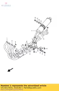 suzuki 1415017E01 pipe comp, exh.r - Onderkant