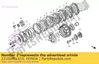 22100MBL610, Honda, comp. exterior, embrague (67t) honda vt shadow ca spirit c2  s c2s c nt deauville v cs black c2b ntv revere ntv650 nt650v vt750c vt750ca vt750c2 vt750c2b vt750c2s vt750cs 750 650 , Nuevo