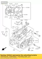 92043S024, Kawasaki, pasador, cárter ksf50-a1 kawasaki kfx 50 400 2003 2004 2005 2006, Nuevo