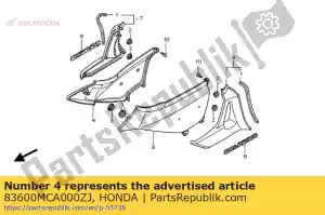 Honda 83600MCA000ZJ conjunto de capa, r. lado * r274m - Lado inferior