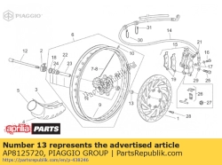 Aprilia AP8125720, Voorwiel spacer, OEM: Aprilia AP8125720