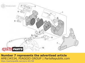 aprilia AP8134534 plaque de suspension de frein - La partie au fond