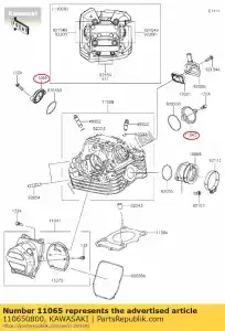 kawasaki 110650800 tapa, válvula, ajuste klx150cds - Lado inferior