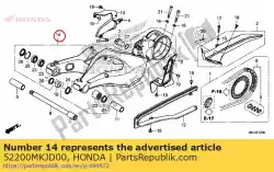 Here you can order the swingarm sub assy., rr. From Honda, with part number 52200MKJD00: