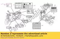 87505GEZ640, Honda, label, band honda nps 50 2005 2006 2007 2008 2009 2010 2011 2012, Nieuw