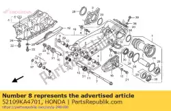 Ici, vous pouvez commander le douille, poussée de pivot auprès de Honda , avec le numéro de pièce 52109KA4701:
