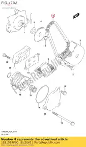 Suzuki 1631014F00 corrente, bomba de óleo - Lado inferior