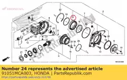 Aqui você pode pedir o rolamento, esfera radial, 100x125x26 em Honda , com o número da peça 91051MCA003: