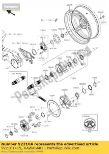 Kawasaki 922101415 nut,rr axle,35mm - Bottom side