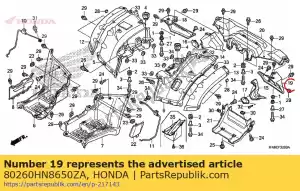 Honda 80260HN8650ZA guarda-lamas, l. rr. * nh1 * - Lado inferior